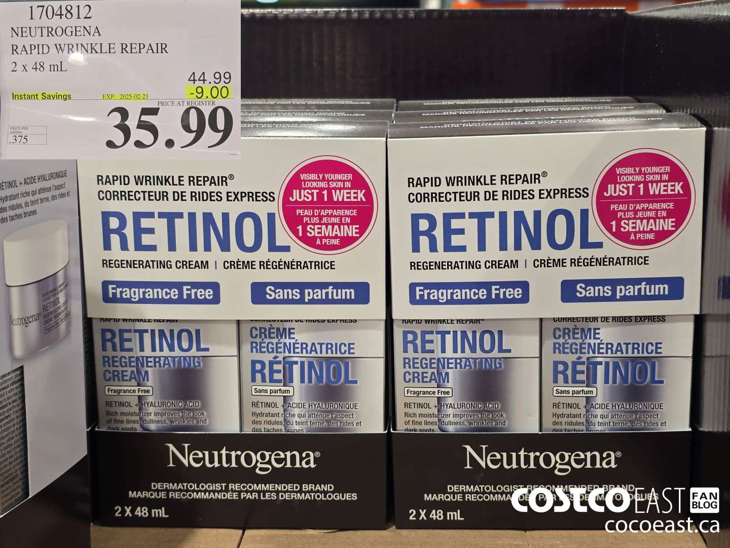 1704812 NEUTROGENA RAPID WRINKLE REPAIR 2 x 48 mL ($9.00 INSTANT SAVINGS EXPIRES ON 2025-02-23) $35.99