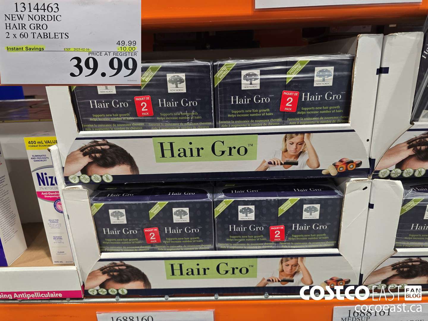 1314463 NEW NORDIC HAIR GRO 2 x 60 TABLETS ($10.00 INSTANT SAVINGS EXPIRES ON 2025-02-16) $39.99