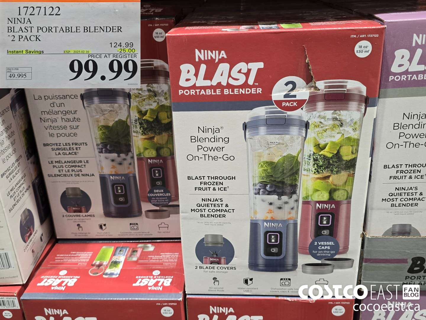 1727122 NINJA BLAST PORTABLE BLENDER 2 PACK ($25.00 INSTANT SAVINGS EXPIRES ON 2025-02-16) $99.99