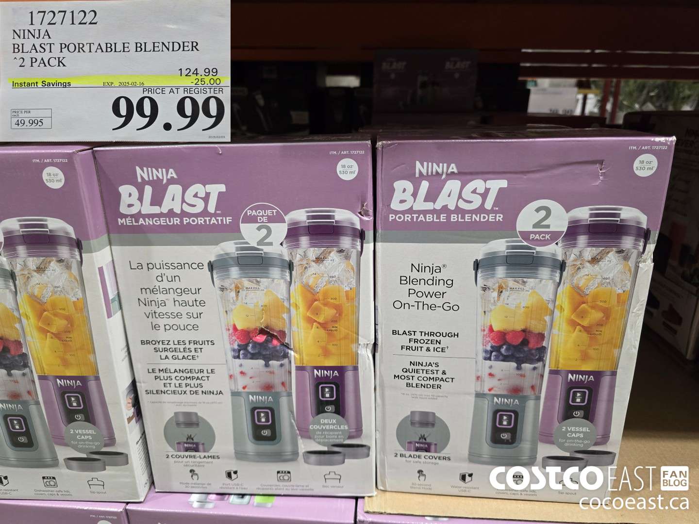 1727122 NINJA BLAST PORTABLE BLENDER 2 PACK ($25.00 INSTANT SAVINGS EXPIRES ON 2025-02-16) $99.99