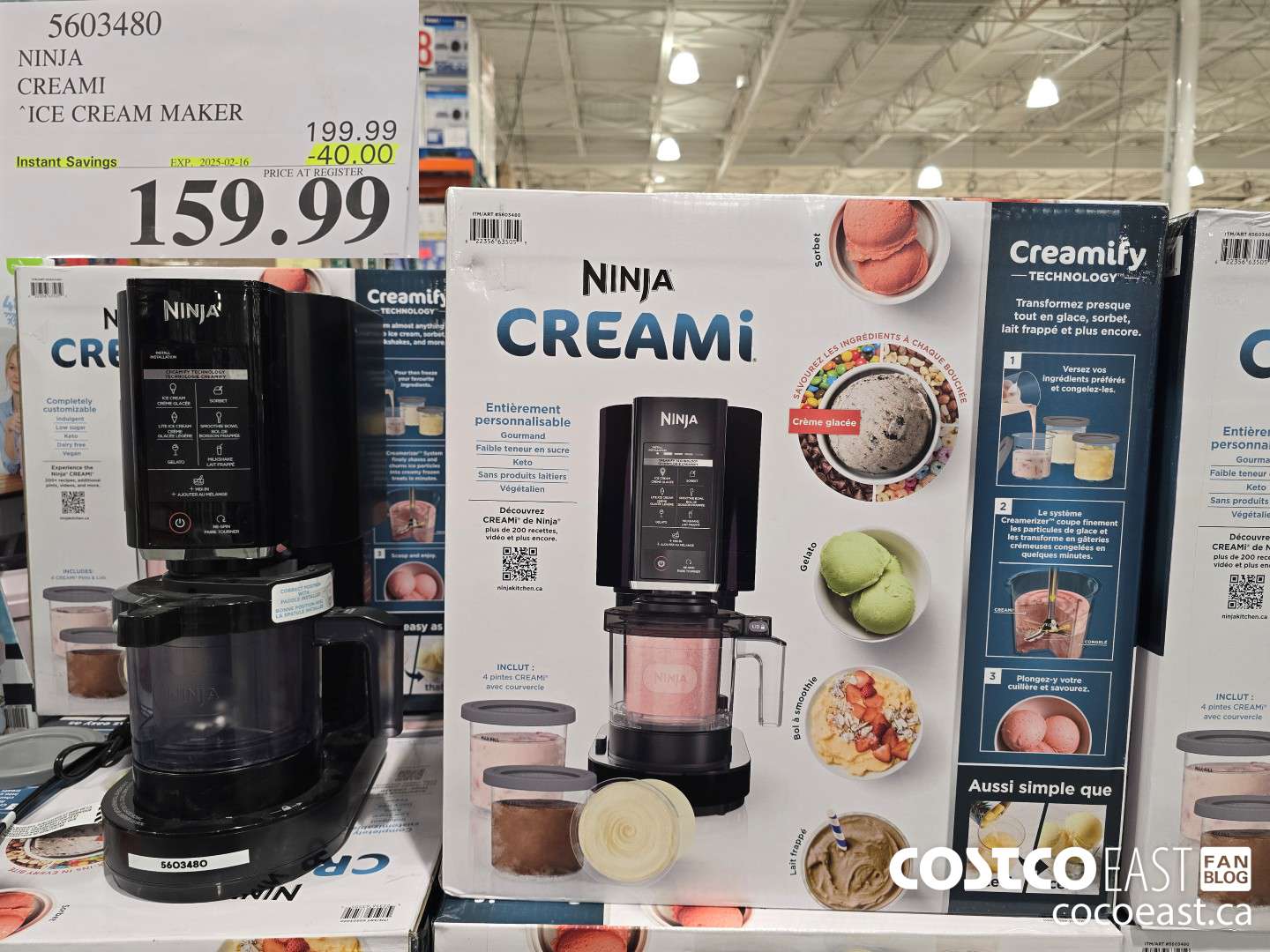 5603480 NINJA CREAMI ICE CREAM MAKER ($40.00 INSTANT SAVINGS EXPIRES ON 2025-02-16) $159.99