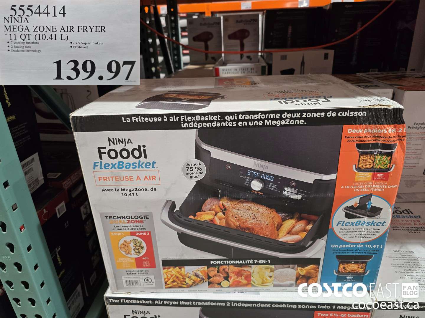 5554414 NINJA MEGA ZONE AIR FRYER 11 QT. (10.41 L) $139.97