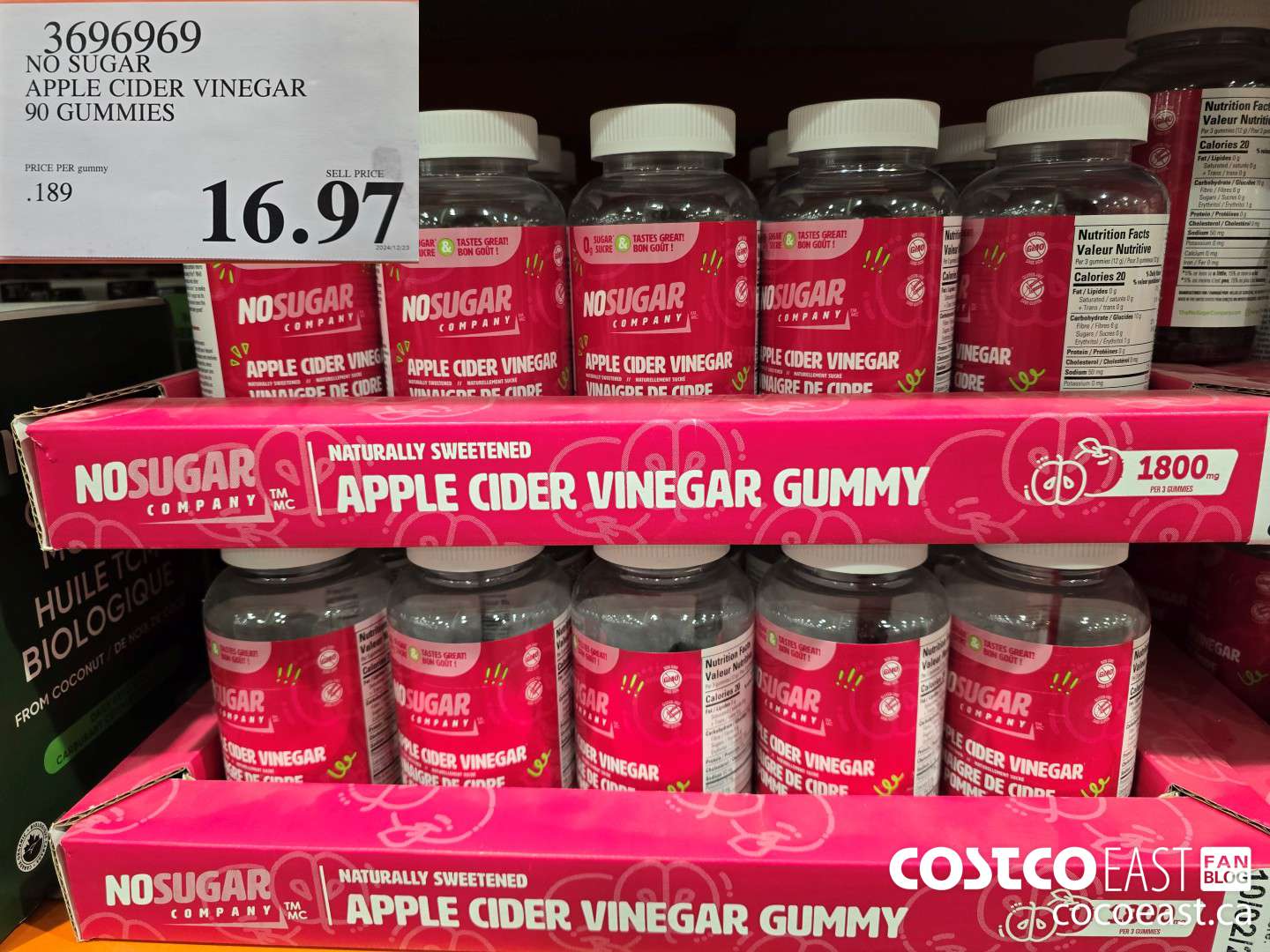 3696969 NO SUGAR APPLE CIDER VINEGAR 90 GUMMIES $16.97