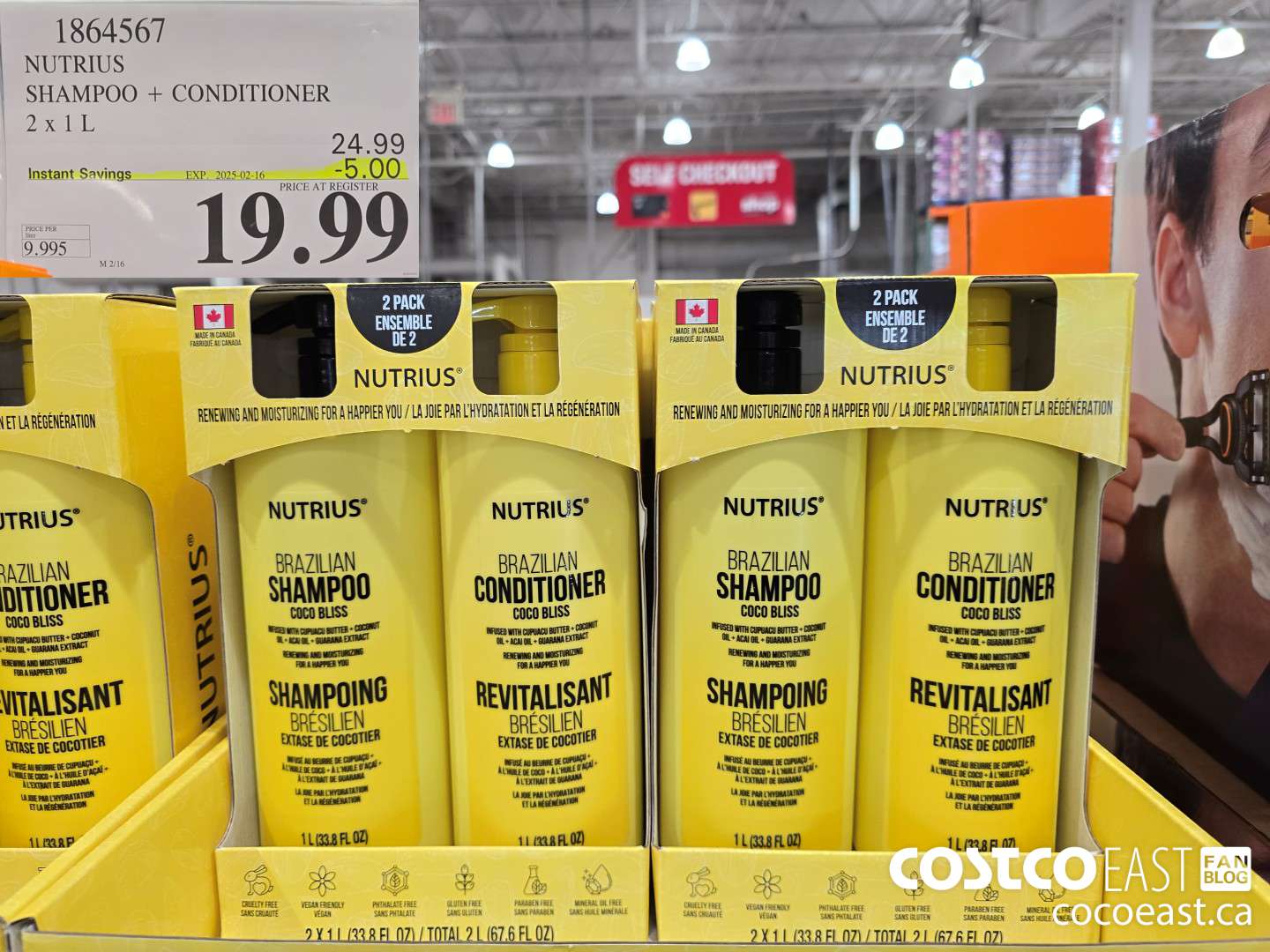 1864567 NUTRIUS SHAMPOO + CONDITIONER 2 X 1 L ($5.00 INSTANT SAVINGS EXPIRES ON 2025-02-16) $19.99