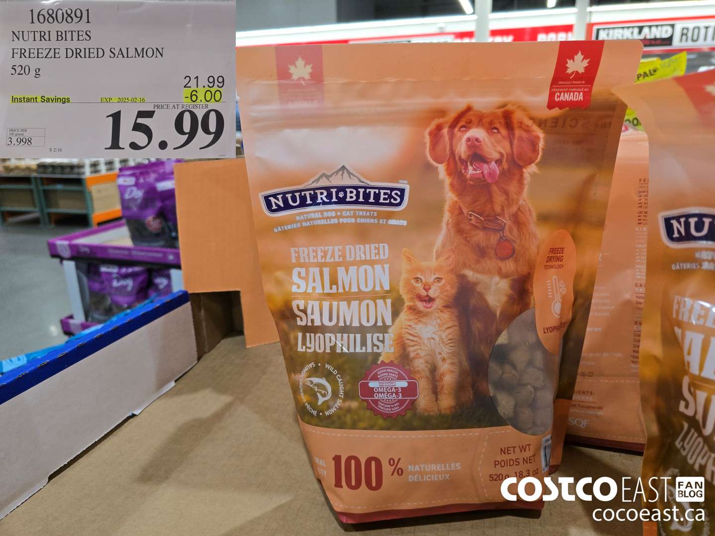 1680891 NUTRI BITES FREEZE DRIED SALMON 520 g ($6.00 INSTANT SAVINGS EXPIRES ON 2025-02-16) $15.99