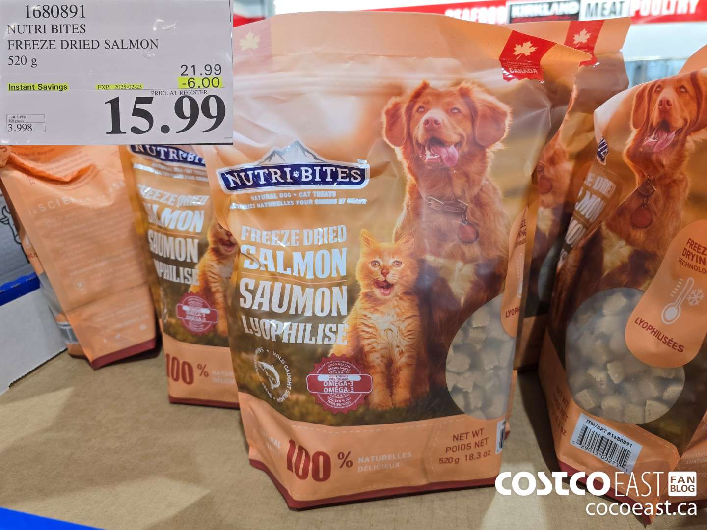 1680891 NUTRI BITES FREEZE DRIED SALMON 520 g ($6.00 INSTANT SAVINGS EXPIRES ON 2025-02-23) $15.99