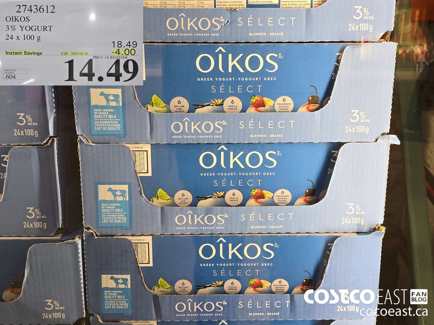 2743612 OIKOS 3% YOGURT 24 x 100g ($4.00 INSTANT SAVINGS EXPIRES ON 2025-02-16) $14.49