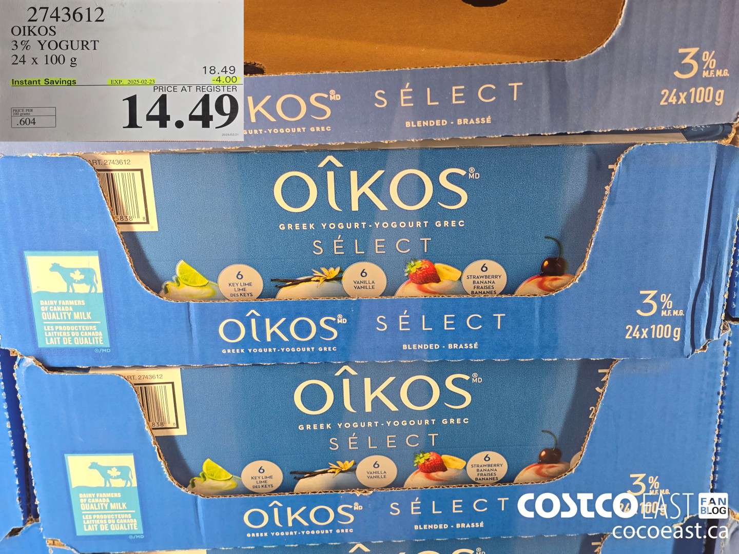 2743612 OIKOS 3% YOGURT 24 x 100g ($4.00 INSTANT SAVINGS EXPIRES ON 2025-02-23) $14.49