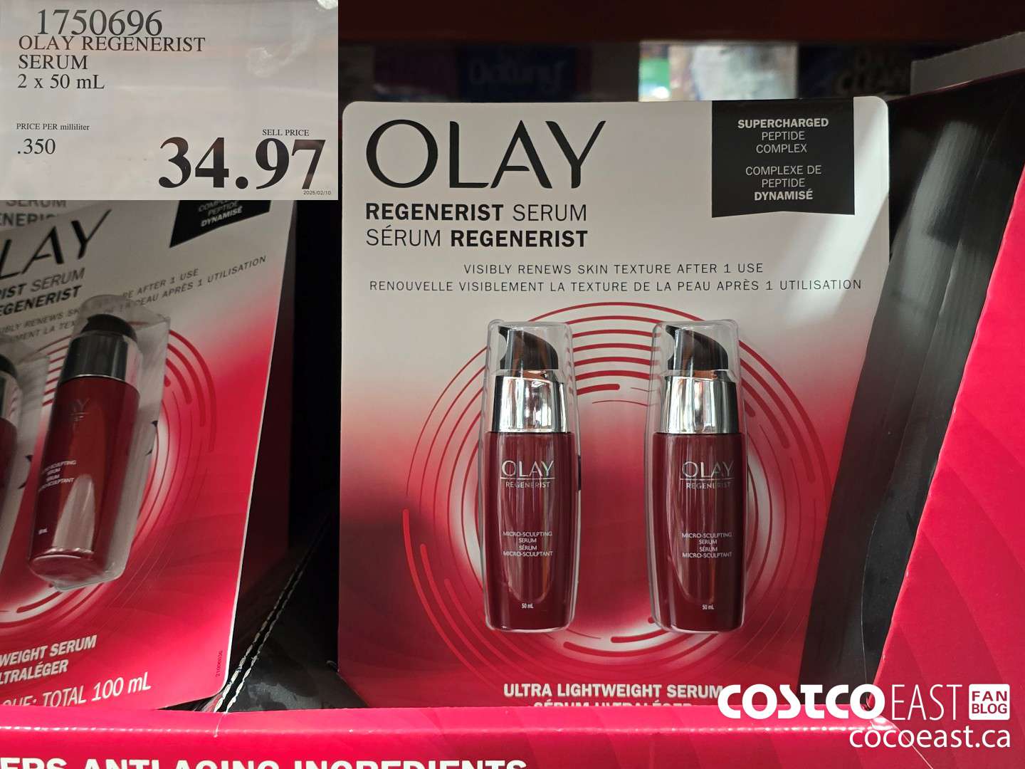 1750696 OLAY REGENERIST SERUM 2 x 50 mL $34.97