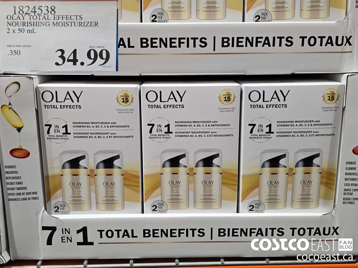 1824538 OLAY TOTAL EFFECTS NOURISHING MOISTURIZER 2 x 50 mL $34.99