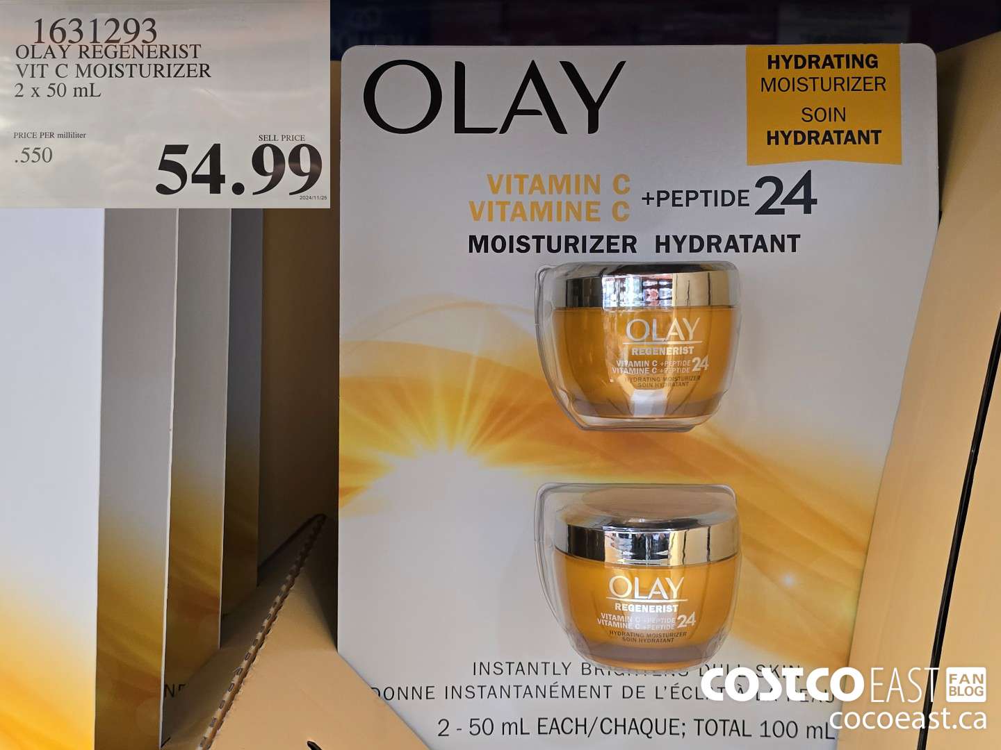 1631293 OLAY VIT C MOISTURIZER 2 x 50 mL $54.99