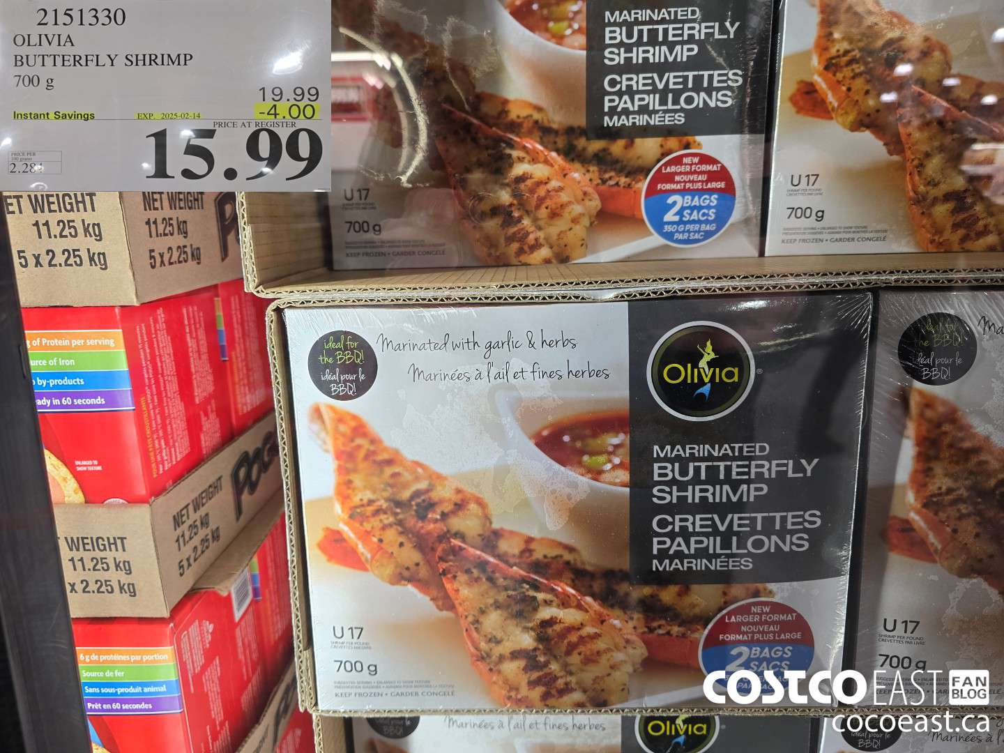 2151330 OLIVIA BUTTERFLY SHRIMP 700 G ($4.00 INSTANT SAVINGS EXPIRES ON 2025-02-14) $15.99