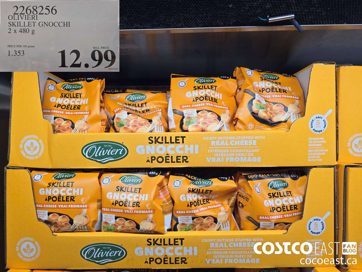 2268256 OLIVIERI SKILLET GNOCCHI 2 x 480 g $12.99