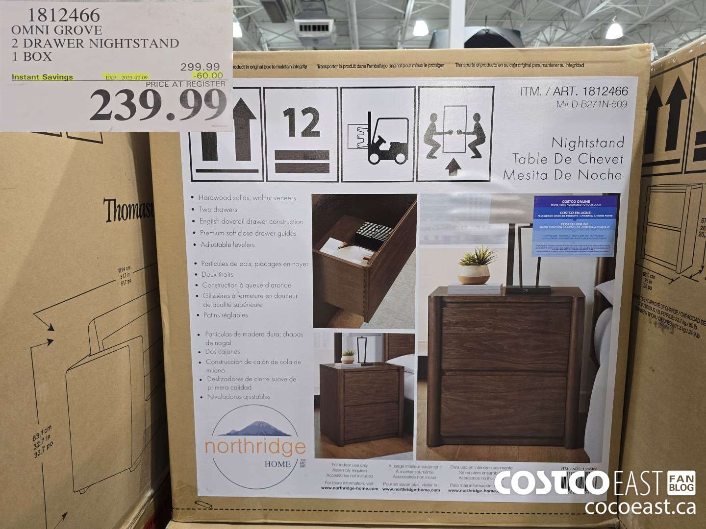 1812466 OMNI GROVE 2 DRAWER NIGHTSTAND 1 BOX ($60.00 INSTANT SAVINGS EXPIRES ON 2025-02-09) $239.99