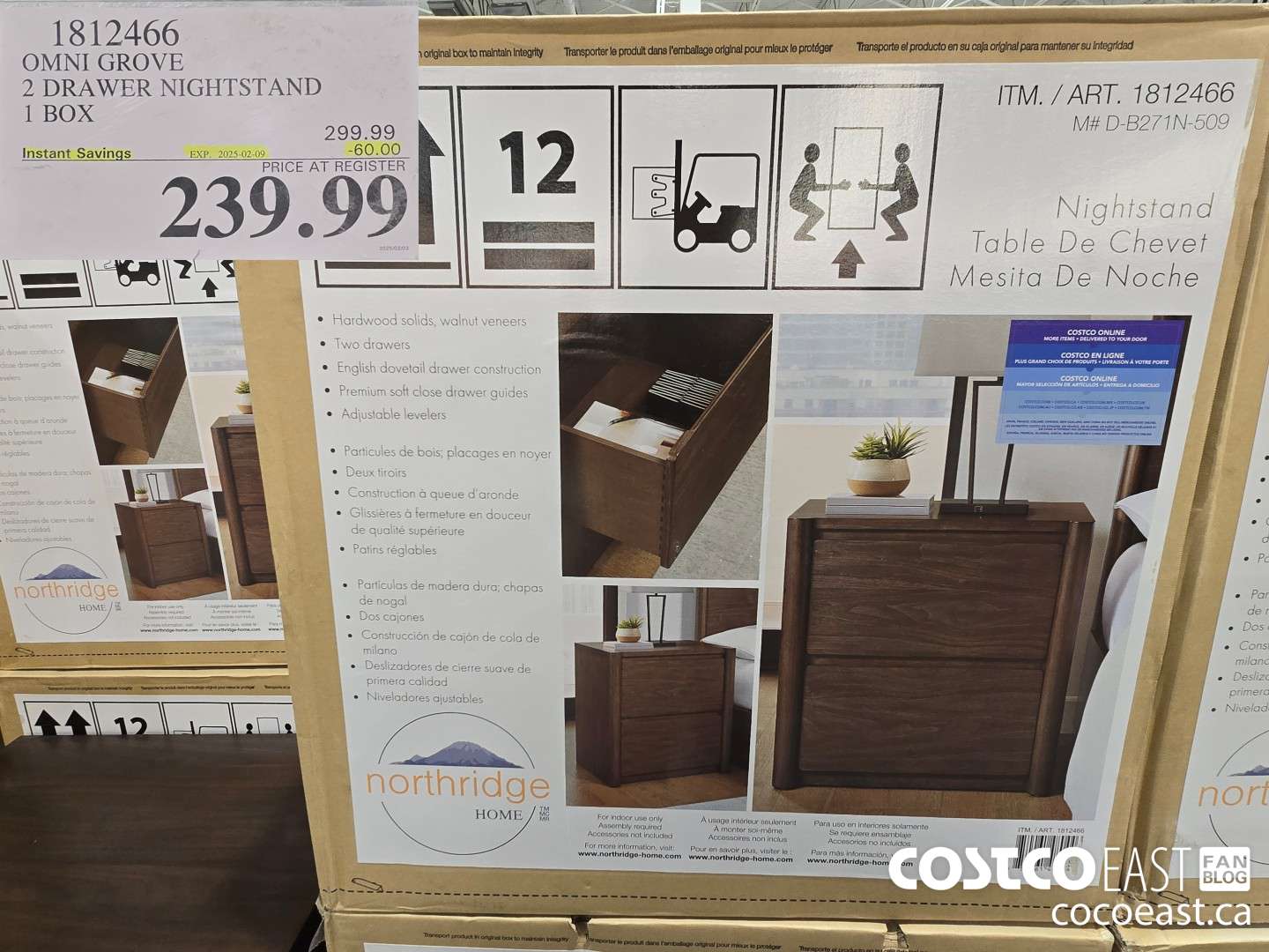 1812466 OMNI GROVE 2 DRAWER NIGHTSTAND 1 BOX ($60.00 INSTANT SAVINGS EXPIRES ON 2025-02-09) $239.99