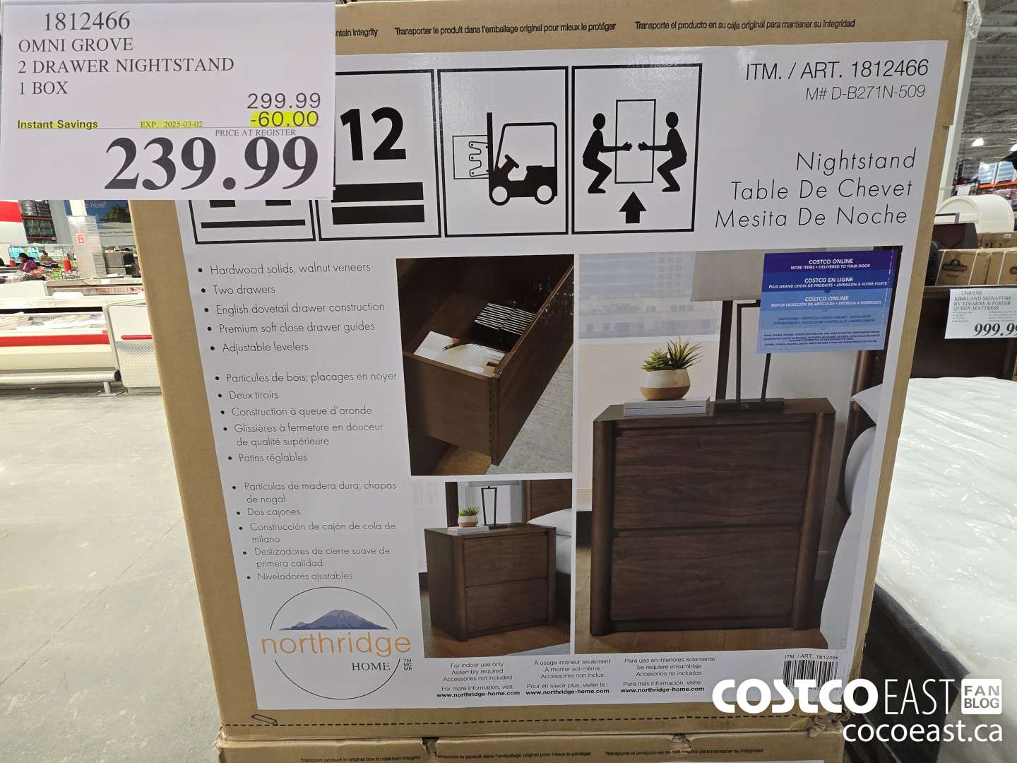 1812466 OMNI GROVE 2 DRAWER NIGHTSTAND 1 BOX ($60.00 INSTANT SAVINGS EXPIRES ON 2025-03-02) $239.99