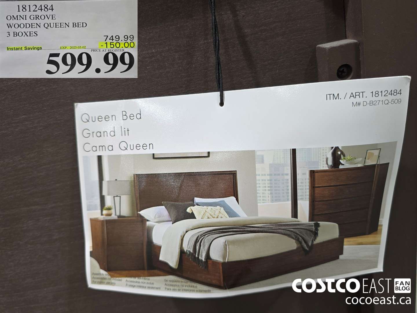 1812484 OMNI GROVE WOODEN QUEEN BED 3 BOXES ($150.00 INSTANT SAVINGS EXPIRES ON 2025-03-02) $599.99