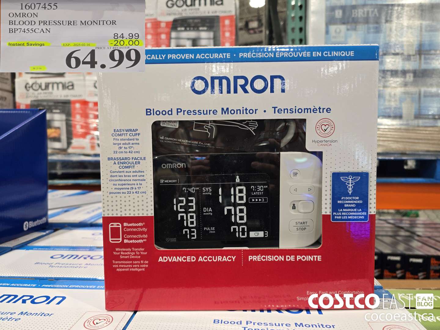 1607455 OMRON BLOOD PRESSURE MONITOR BP7455CAN ($20.00 INSTANT SAVINGS EXPIRES ON 2025-02-16) $64.99