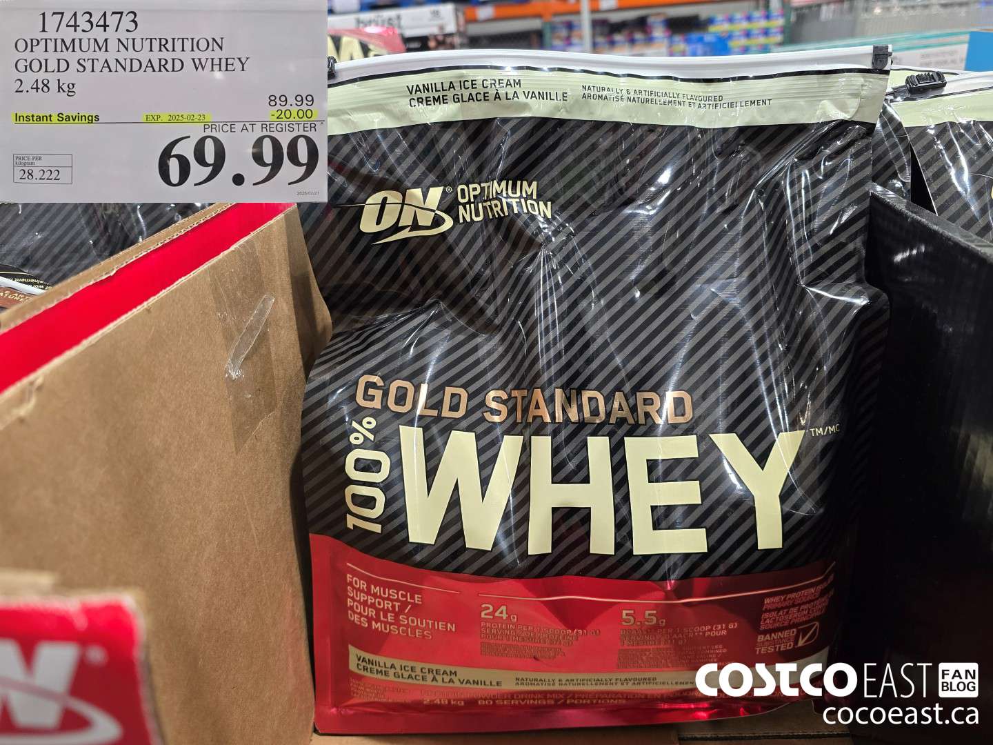 1743473 OPTIMUM NUTRITION GOLD STANDARD WHEY 2.48 KG ($20.00 INSTANT SAVINGS EXPIRES ON 2025-02-23) $69.99