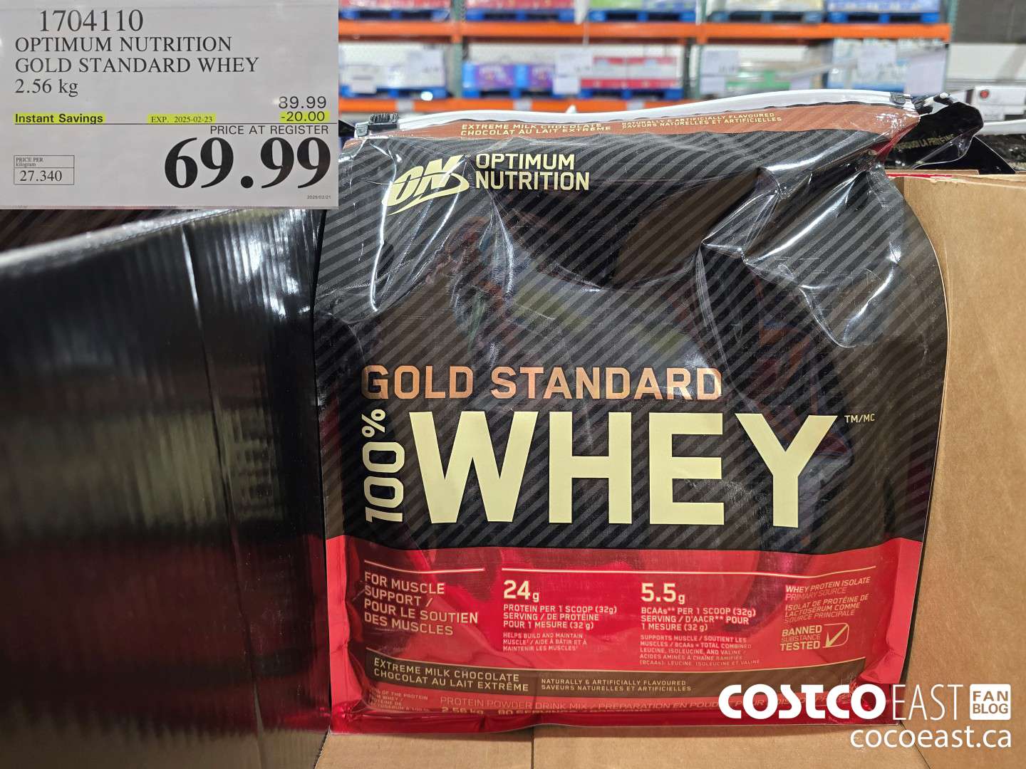 1704110 OPTIMUM NUTRITION GOLD STANDARD WHEY 2.56 KG ($20.00 INSTANT SAVINGS EXPIRES ON 2025-02-23) $69.99