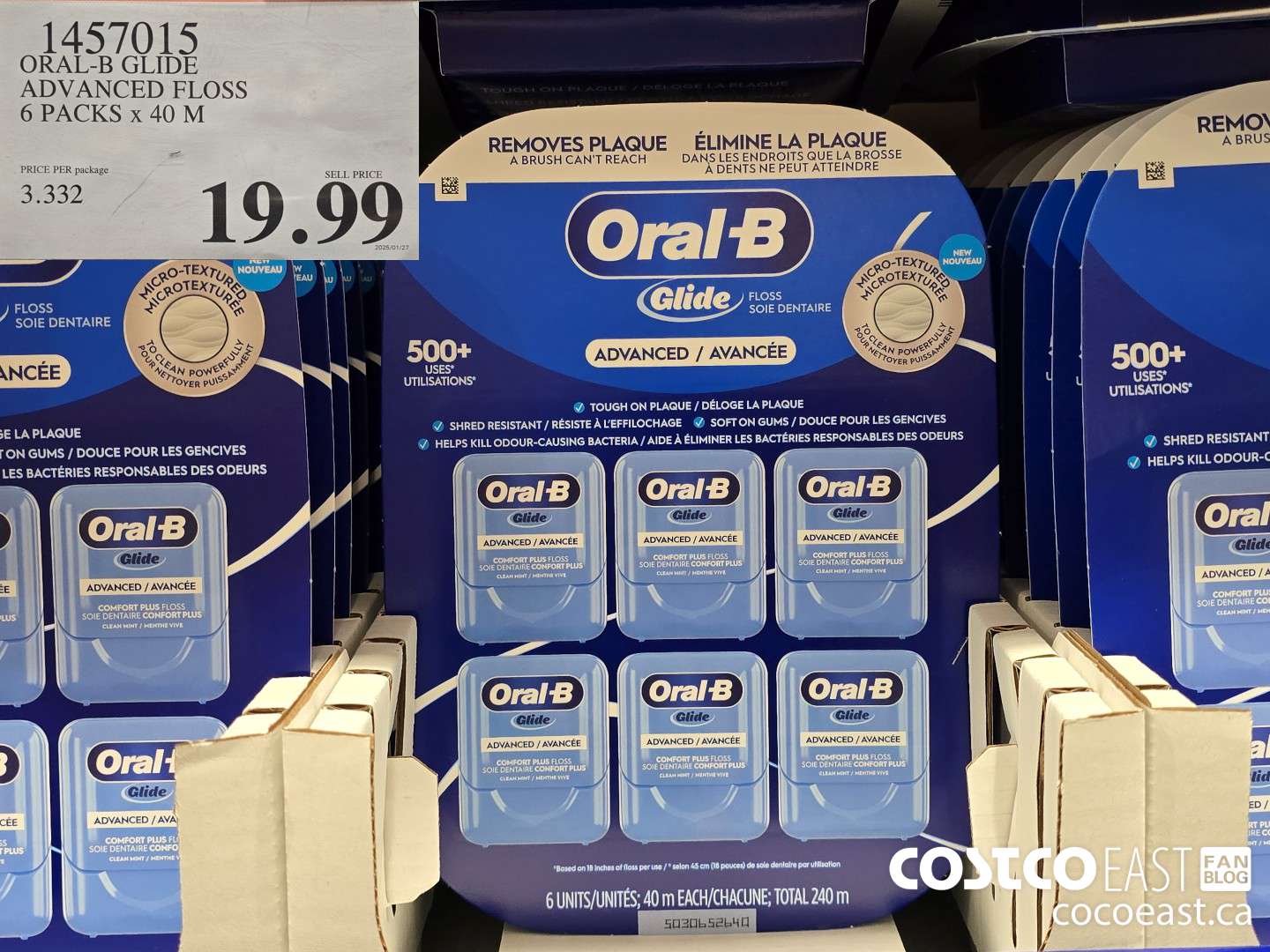 1457015 ORAL-B GLIDE ADVANCED FLOSS 6 PACKS X 40 M $19.99
