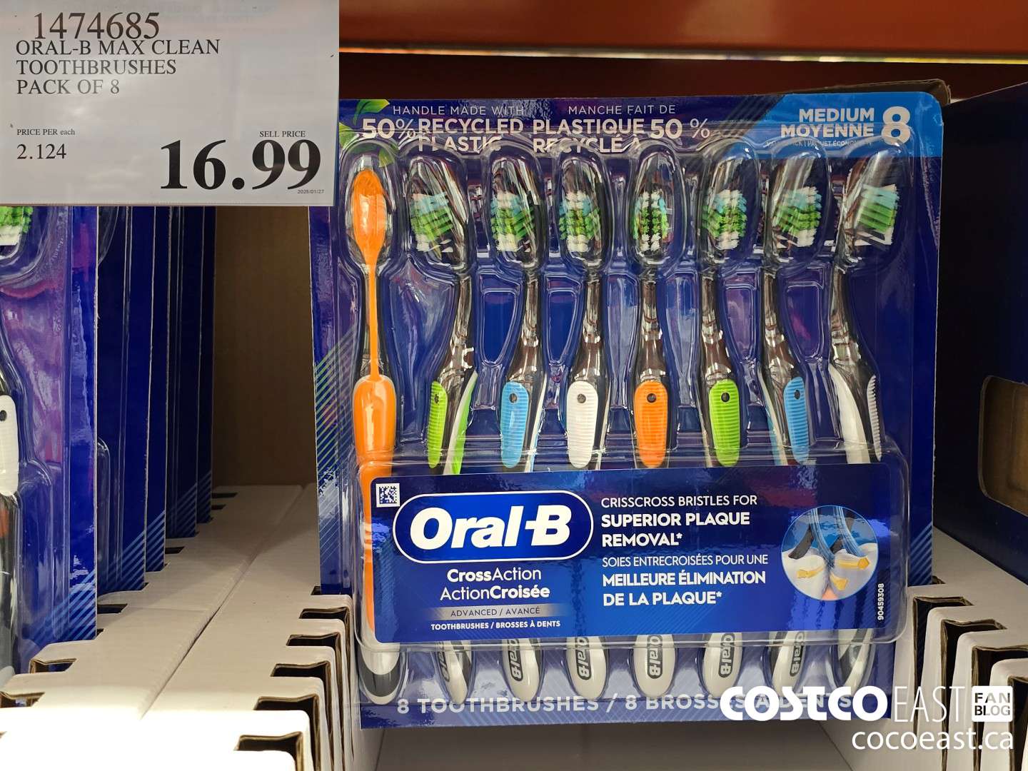 1474685 ORAL-B MAX CLEAN TOOTHBRUSHES PACK OF 8 $16.99