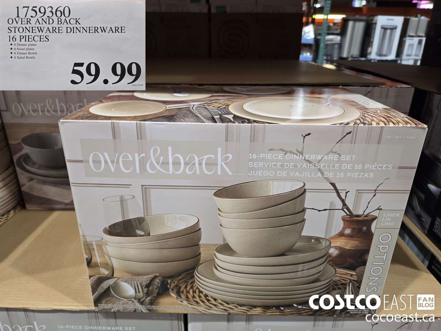 1759360 OVER AND BACK STONEWARE DINNERWARE 16 PIECES $59.99