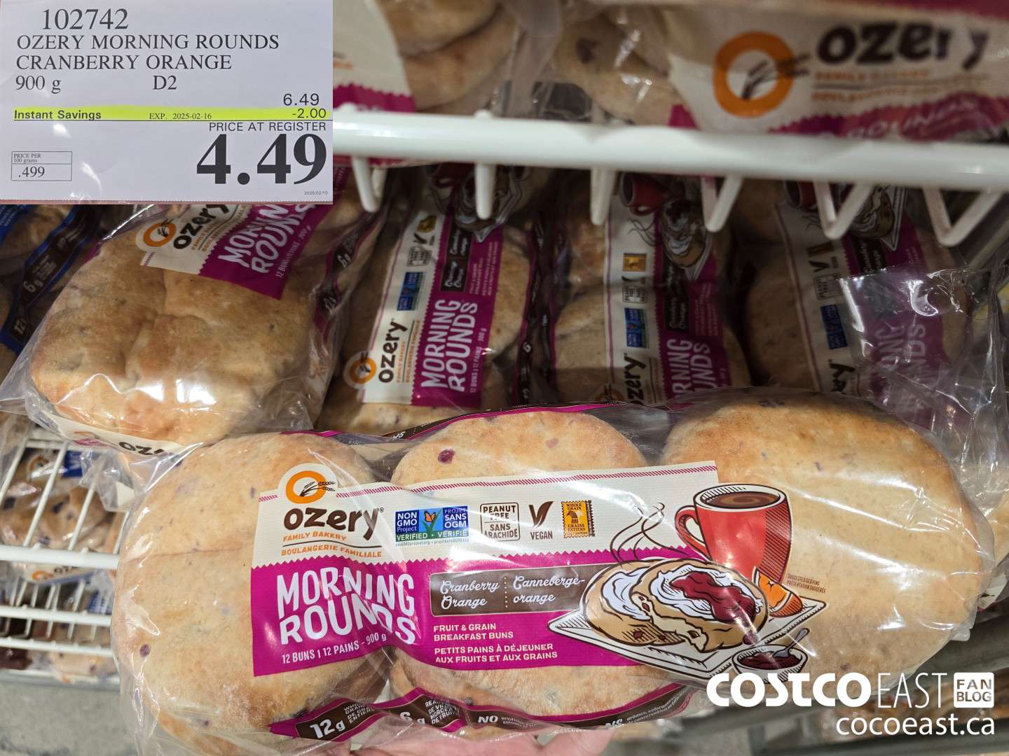 102742 OZERY MORNING ROUNDS CRANBERRY ORANGE 900 g D2 ($2.00 INSTANT SAVINGS EXPIRES ON 2025-02-16) $4.49