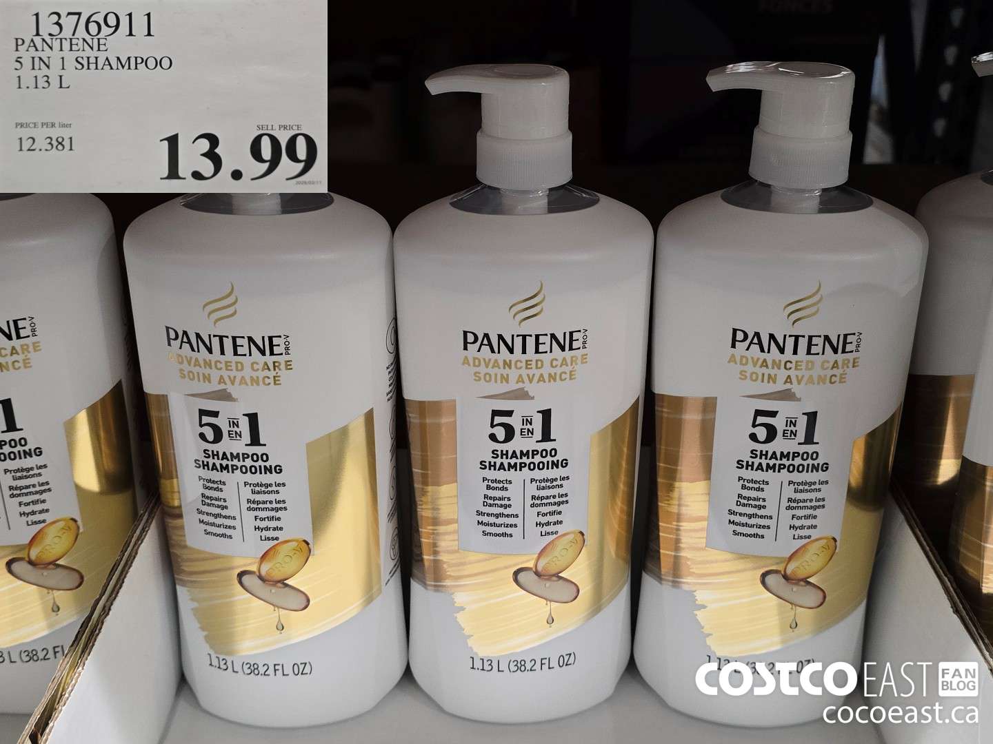 1376911 PANTENE 5 IN 1 SHAMPOO 1.13 L $13.99