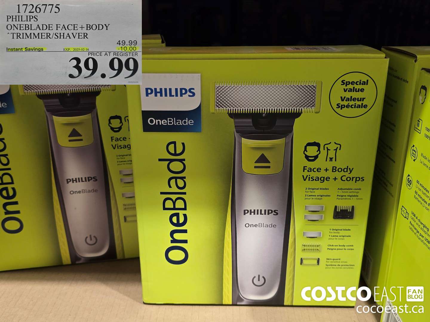 1726775 PHILIPS ONEBLADE FACE+ BODY TRIMMER/SHAVER ($10.00 INSTANT SAVINGS EXPIRES ON 2025-02-16) $39.99