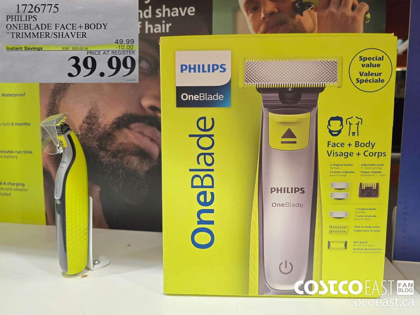 1726775 PHILIPS ONEBLADE FACE+ BODY TRIMMER/SHAVER ($10.00 INSTANT SAVINGS EXPIRES ON 2025-02-16) $39.99