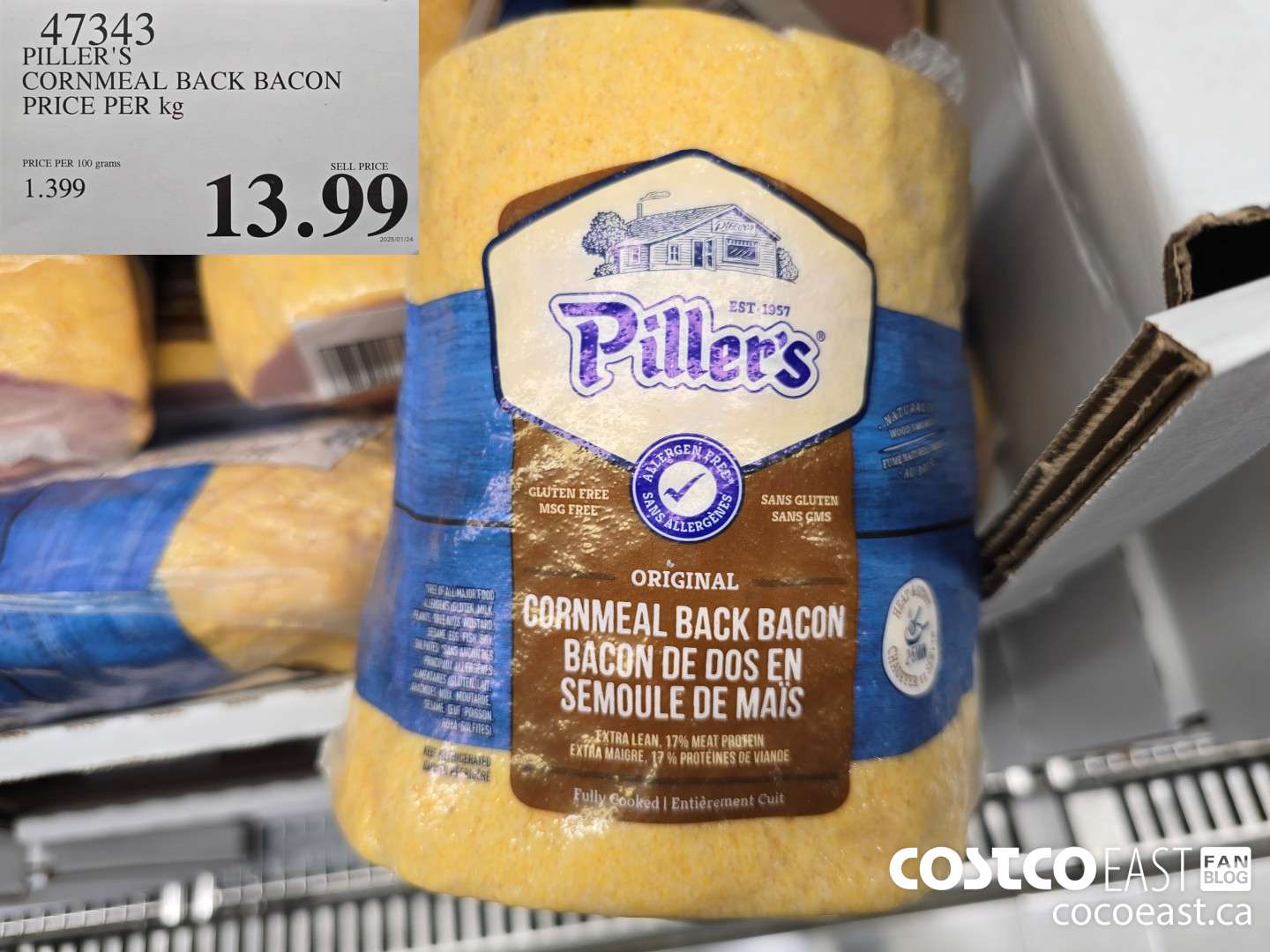 47343 PILLER'S CORNMEAL BACK BACON PRICE PER KG $13.99