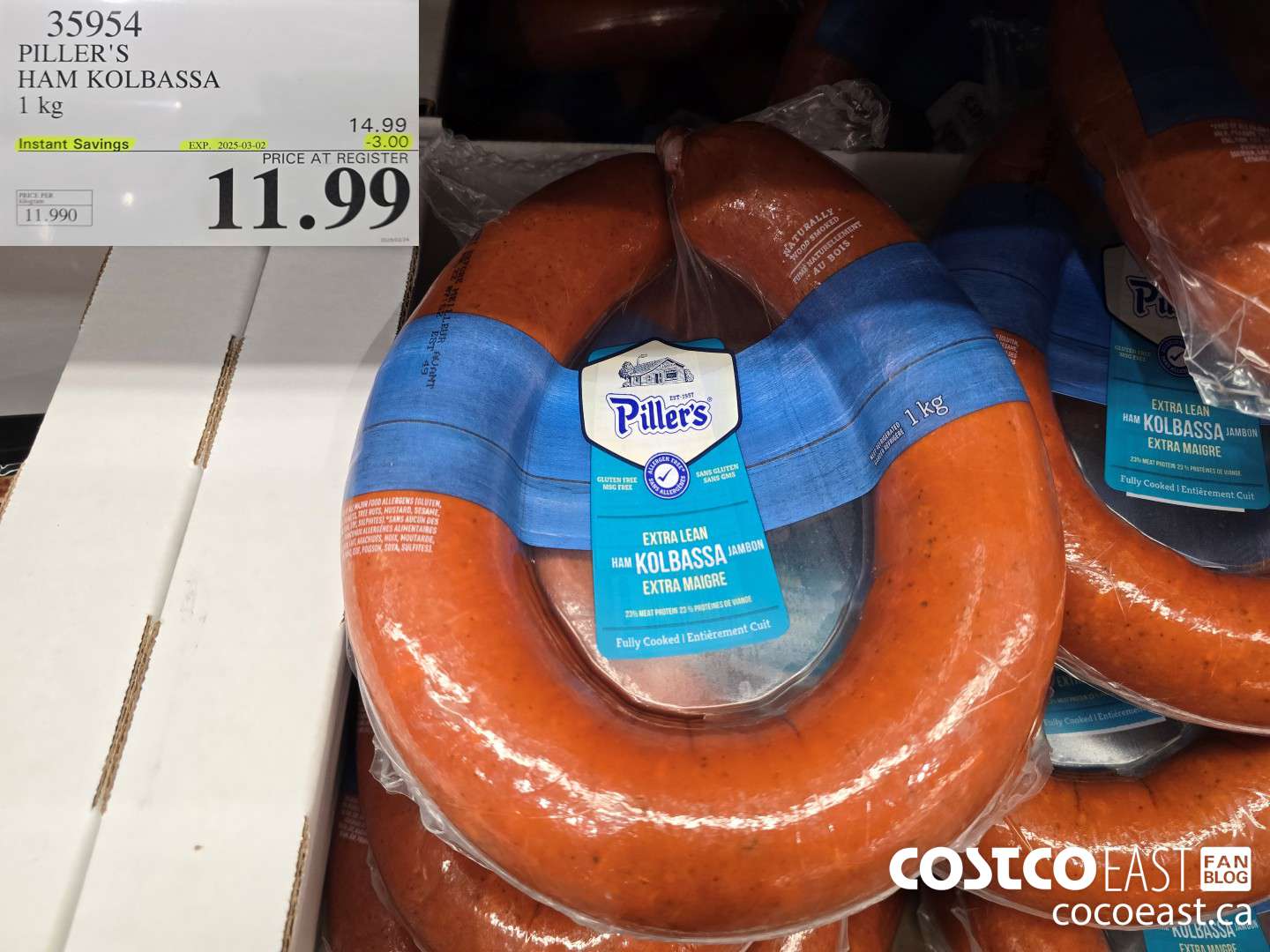 35954 PILLER'S HAM KOLBASSA 1 kg ($3.00 INSTANT SAVINGS EXPIRES ON 2025-03-02) $11.99