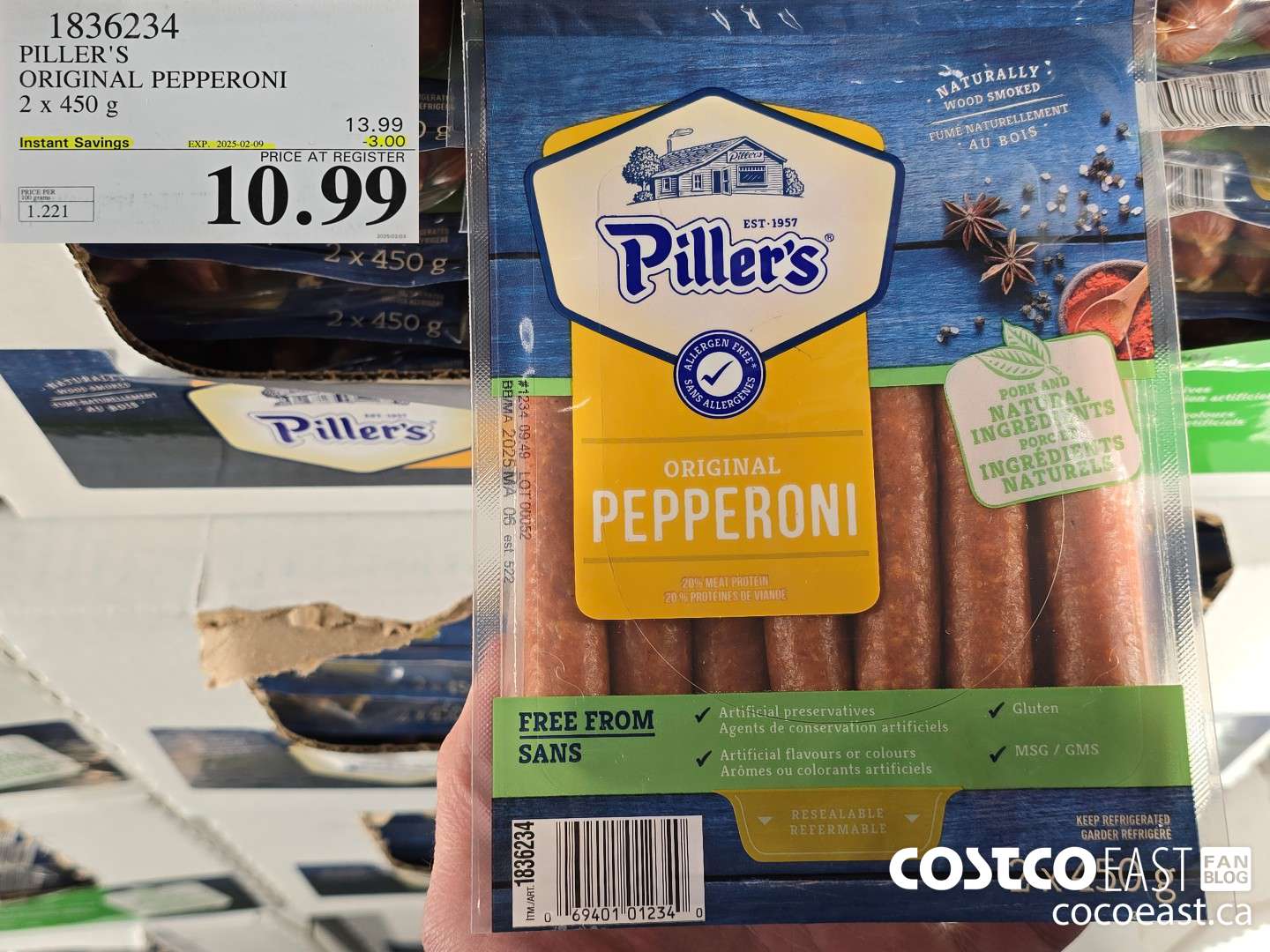 1836234 PILLER'S ORIGINAL PEPPERONI 2 x 450 g ($3.00 INSTANT SAVINGS EXPIRES ON 2025-02-09) $10.99