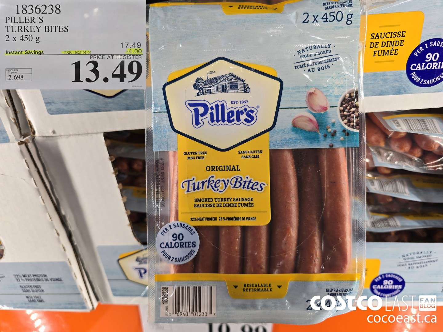 1836238 PILLER'S TURKEY BITES 2 X 450 G 13.499 (EXPIRES ON 2025-02-09) $4.00