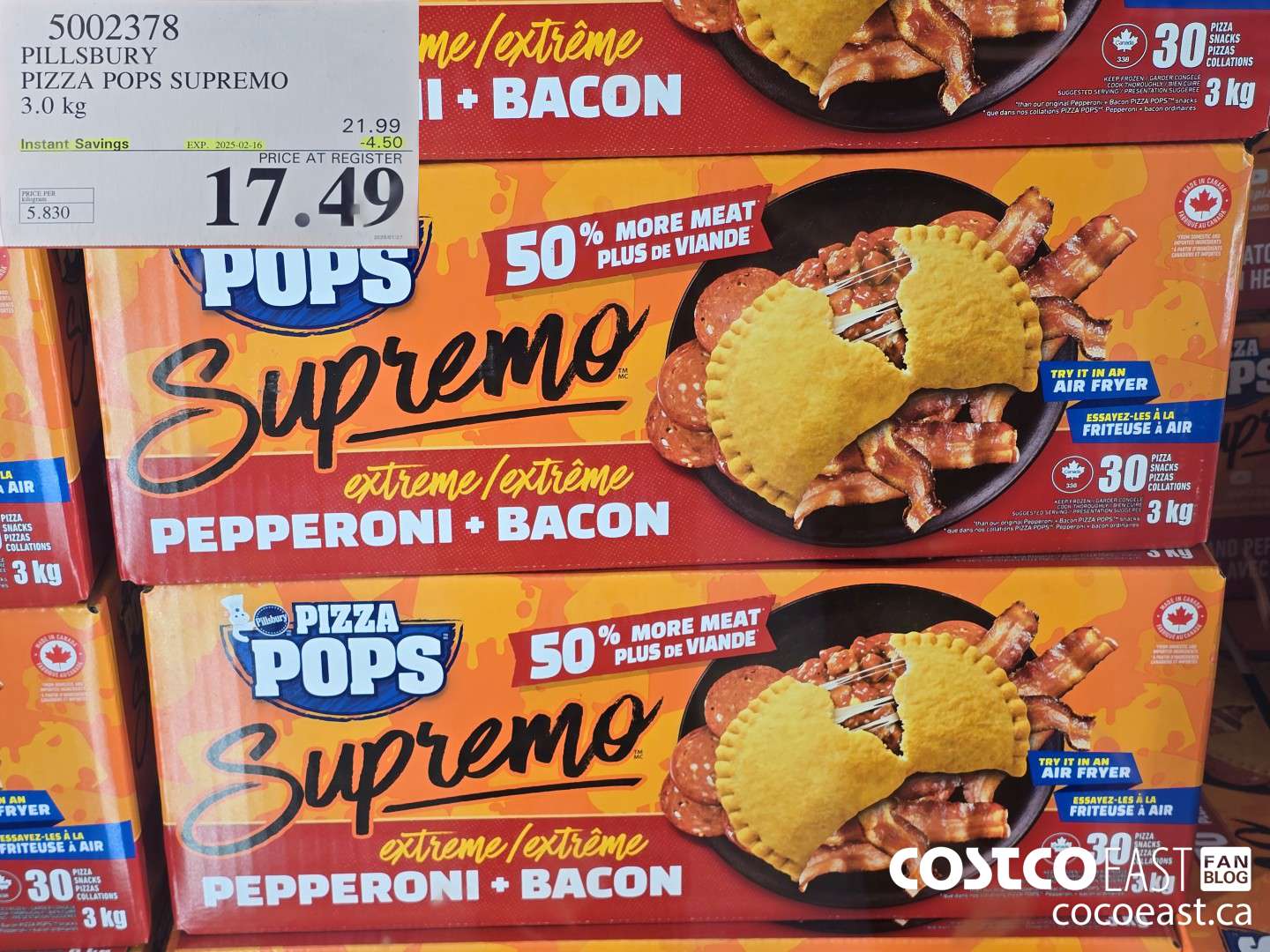 5002378 PILLSBURY PIZZA POPS SUPREMO 3.0 KG ($4.50 INSTANT SAVINGS EXPIRES ON 2025-02-16) $17.49