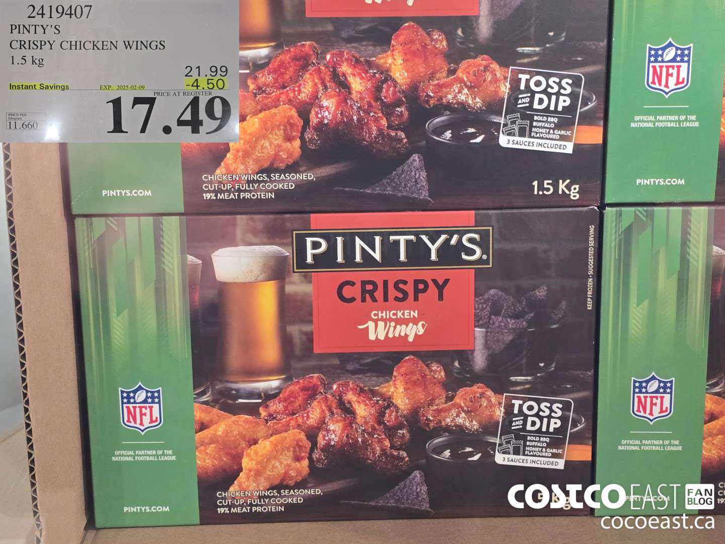 2419407 PINTY'S CRISPY CHICKEN WINGS 1.5 kg ($4.50 INSTANT SAVINGS EXPIRES ON 2025-02-09) $17.49