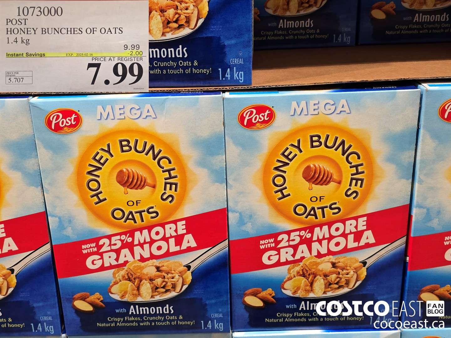 1073000 POST HONEY BUNCHES OF OATS 1.4 KG ($2.00 INSTANT SAVINGS EXPIRES ON 2025-02-16) $7.99