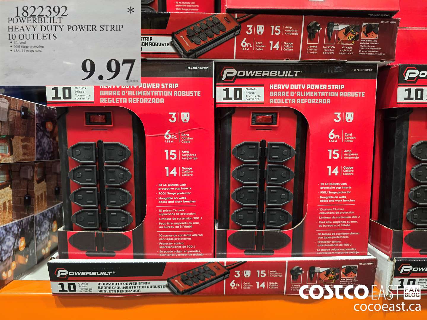 1822392 POWERBUILT HEAVY DUTY POWER STRIP 10 OUTLETS $9.97