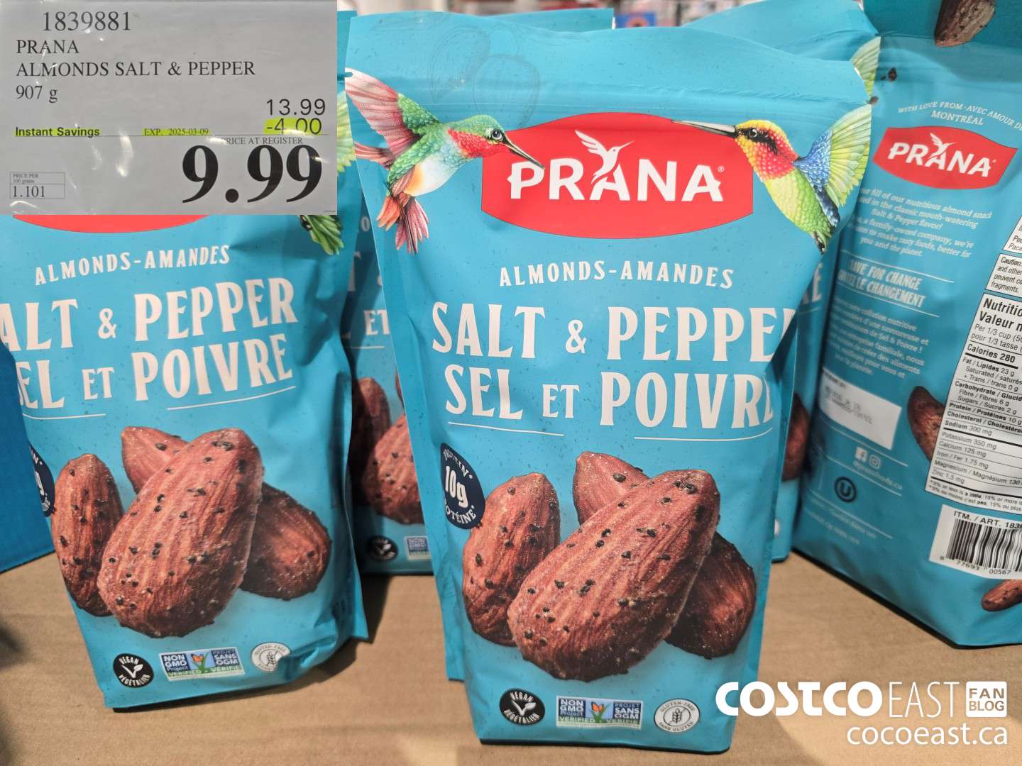 1839881 PRANA ALMONDS SALT & PEPPER 907 G ($4.00 INSTANT SAVINGS EXPIRES ON 2025-03-09) $9.99