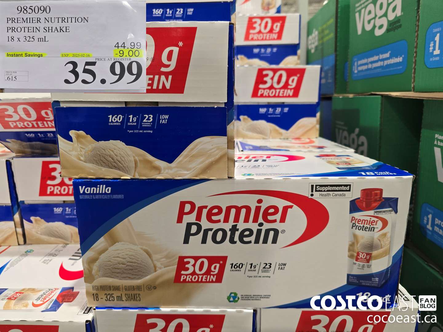 985090 PREMIER NUTRITION PROTEIN SHAKE 18 X 325 ML ($9.00 INSTANT SAVINGS EXPIRES ON 2025-02-16) $35.99