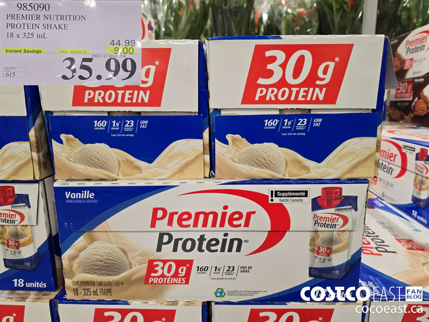 985090 PREMIER NUTRITION PROTEIN SHAKE 18 X 325 ML ($9.00 INSTANT SAVINGS EXPIRES ON 2025-02-27) $35.99