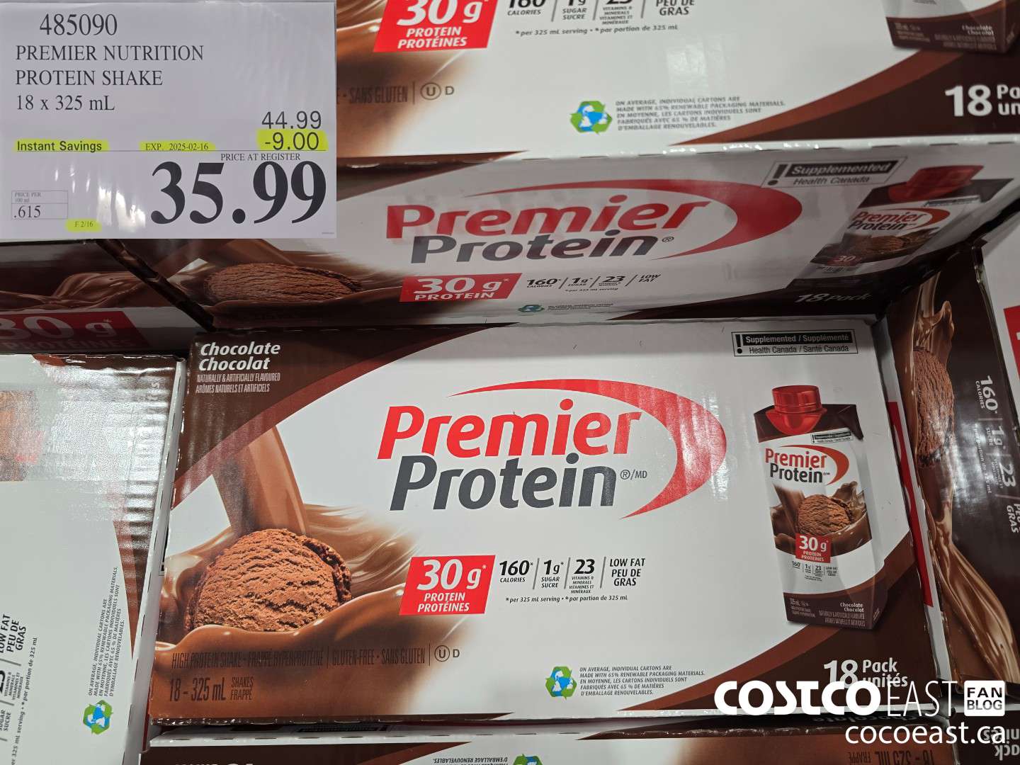 485090 PREMIER NUTRITION PROTEIN SHAKE 18 x 325 mL ($9.00 INSTANT SAVINGS EXPIRES ON 2025-02-16) $35.99