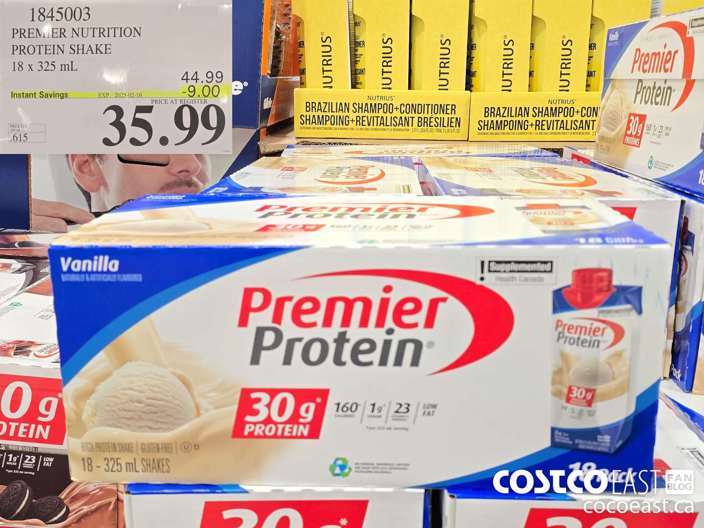 1845003 PREMIER NUTRITION PROTEIN SHAKE 18 x 325 mL ($9.00 INSTANT SAVINGS EXPIRES ON 2025-02-16) $35.99