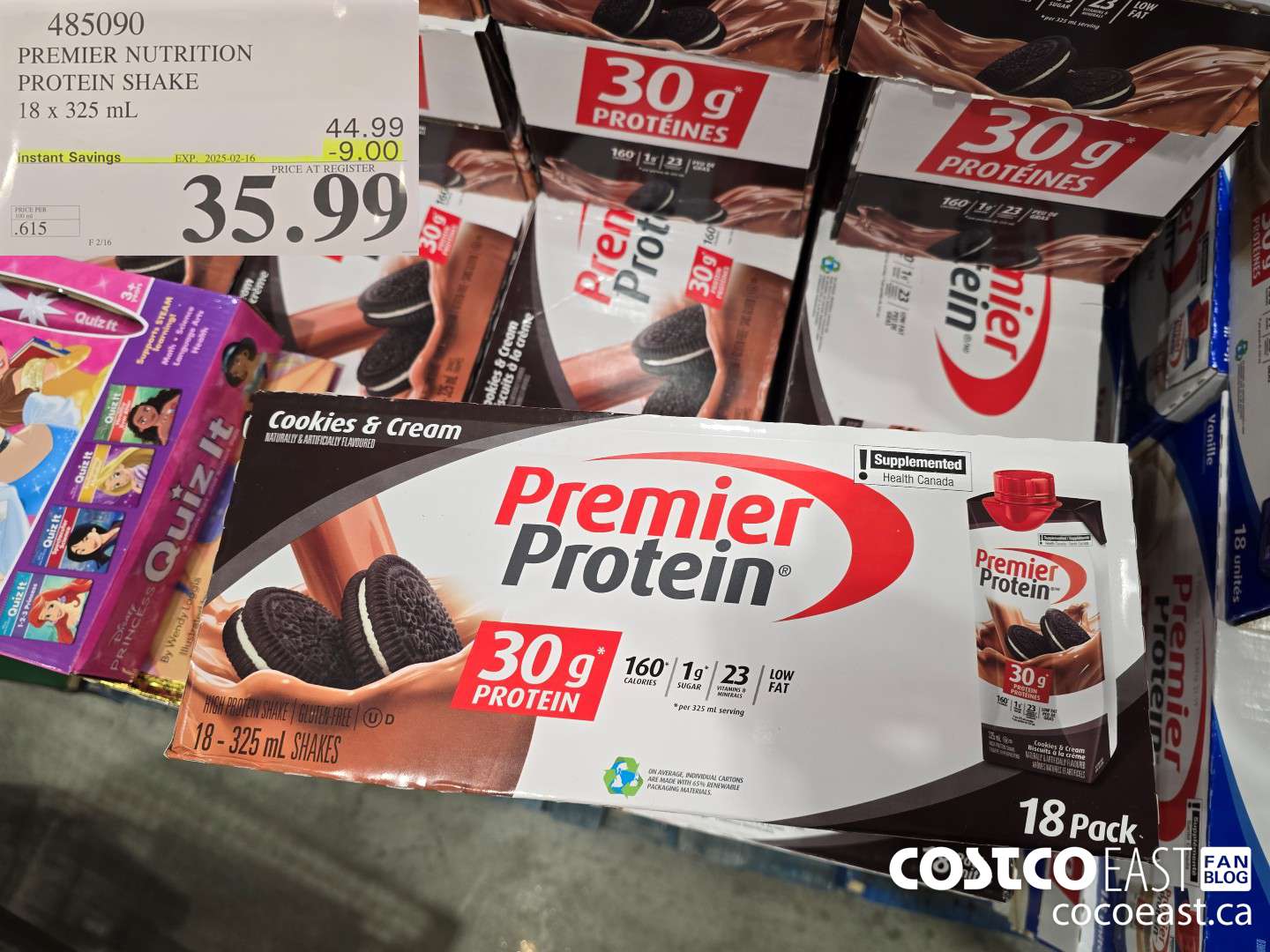 485090 PREMIER NUTRITION PROTEIN SHAKE 18 x 325 mL ($9.00 INSTANT SAVINGS EXPIRES ON 2025-02-16) $35.99