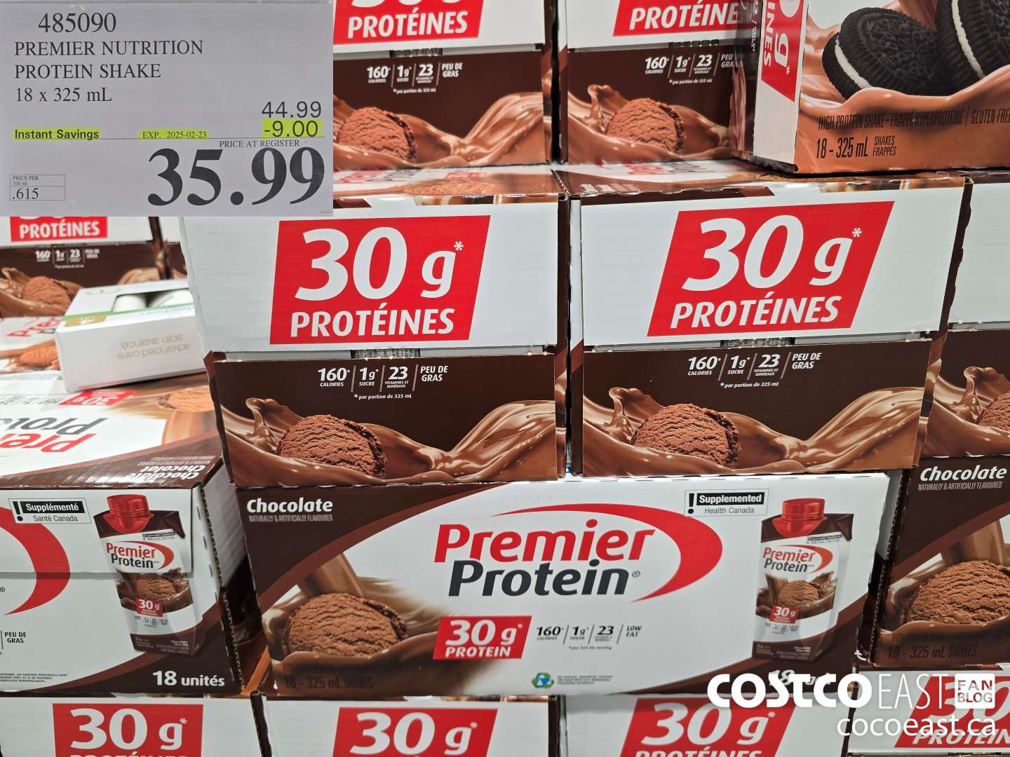 485090 PREMIER NUTRITION PROTEIN SHAKE 18 x 325 mL ($9.00 INSTANT SAVINGS EXPIRES ON 2025-02-23) $35.99