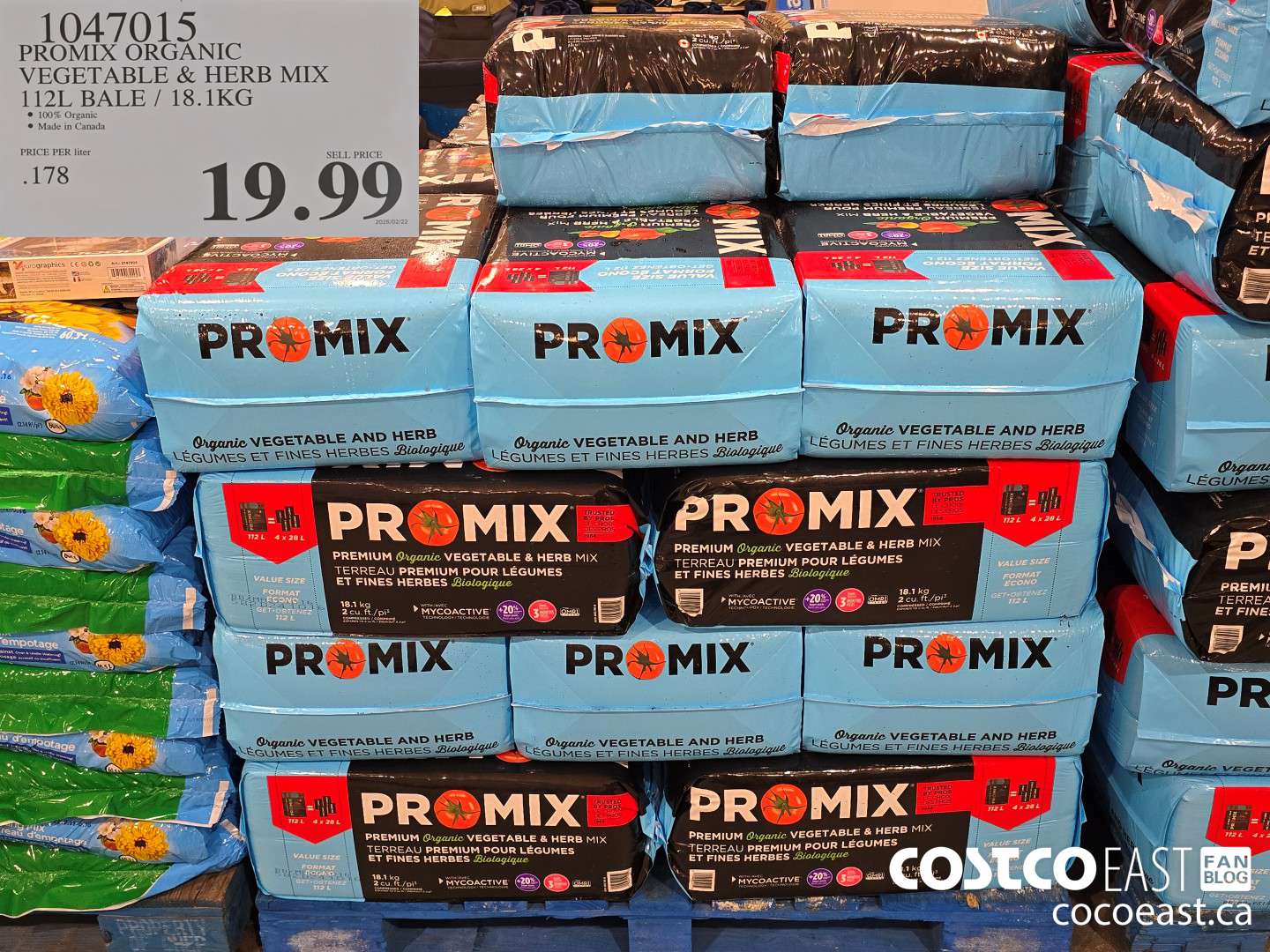 1047015 PROMIX ORGANIC VEGETABLE & HERB MIX 112L BALE / 18.1KG $19.99