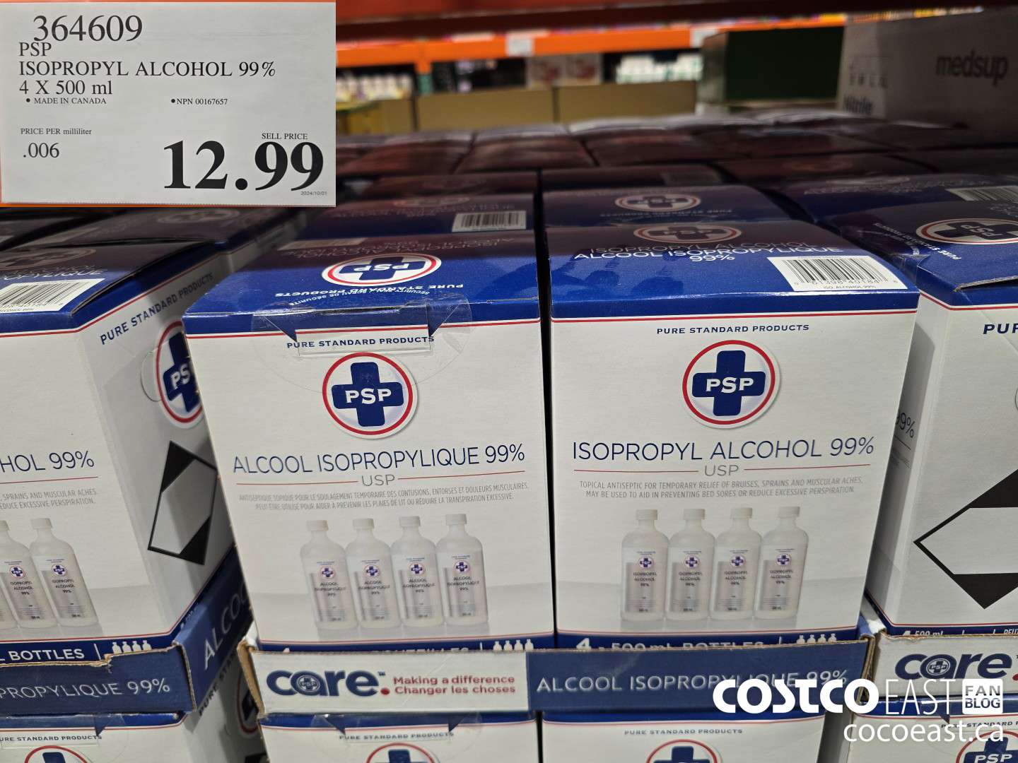 364609 PSP ISOPROPYL ALCOHOL 99% 4 X 500 ML $12.99