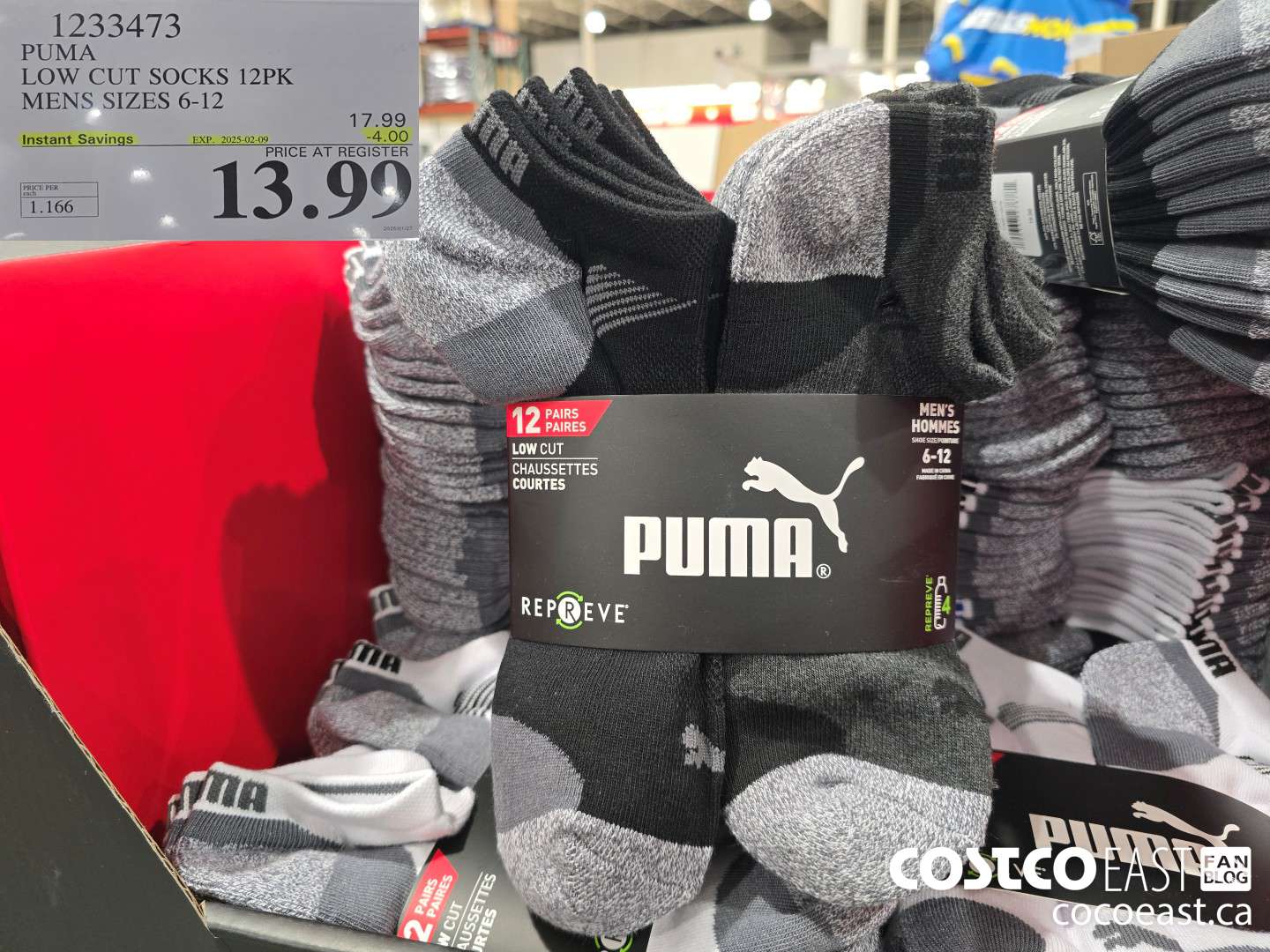 1233473 PUMA LOW CUT SOCK 12PK MENS SIZES 6-12 ($4.00 INSTANT SAVINGS EXPIRES ON 2025-02-09) $13.99
