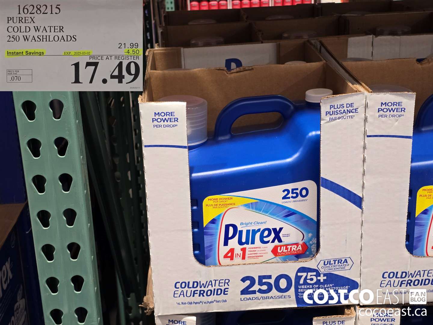 1628215 PUREX COLD WATER 250 washloads ($4.50 INSTANT SAVINGS EXPIRES ON 2025-03-02) $17.49